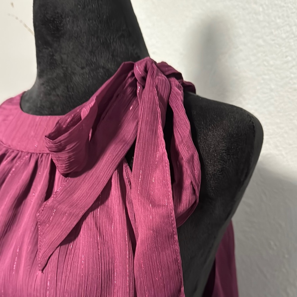 torrid Wine Bow-Halter Sheer Tank - Picture 5 of 8